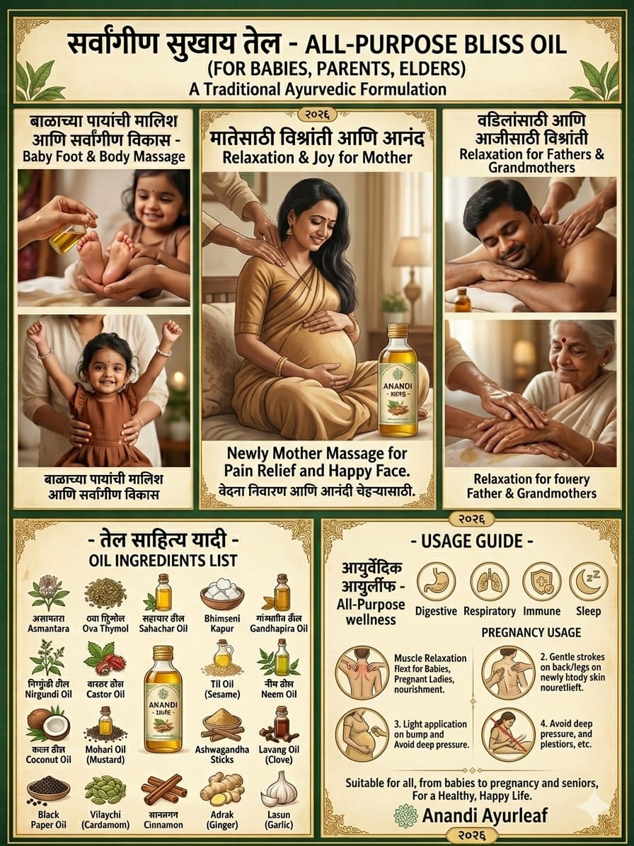 Anandi Ayurleaf Pain Relief Oil 18+ Ayurvedic Ingredients