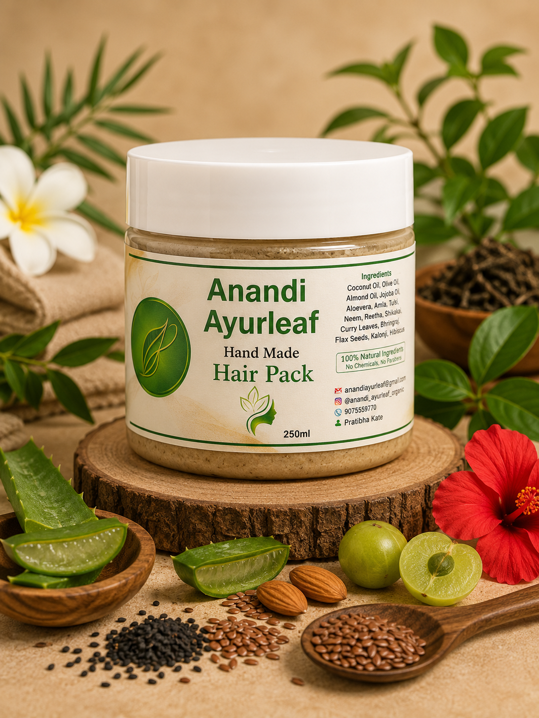 Anandi Ayurleaf Hair Pack 18+ingredients