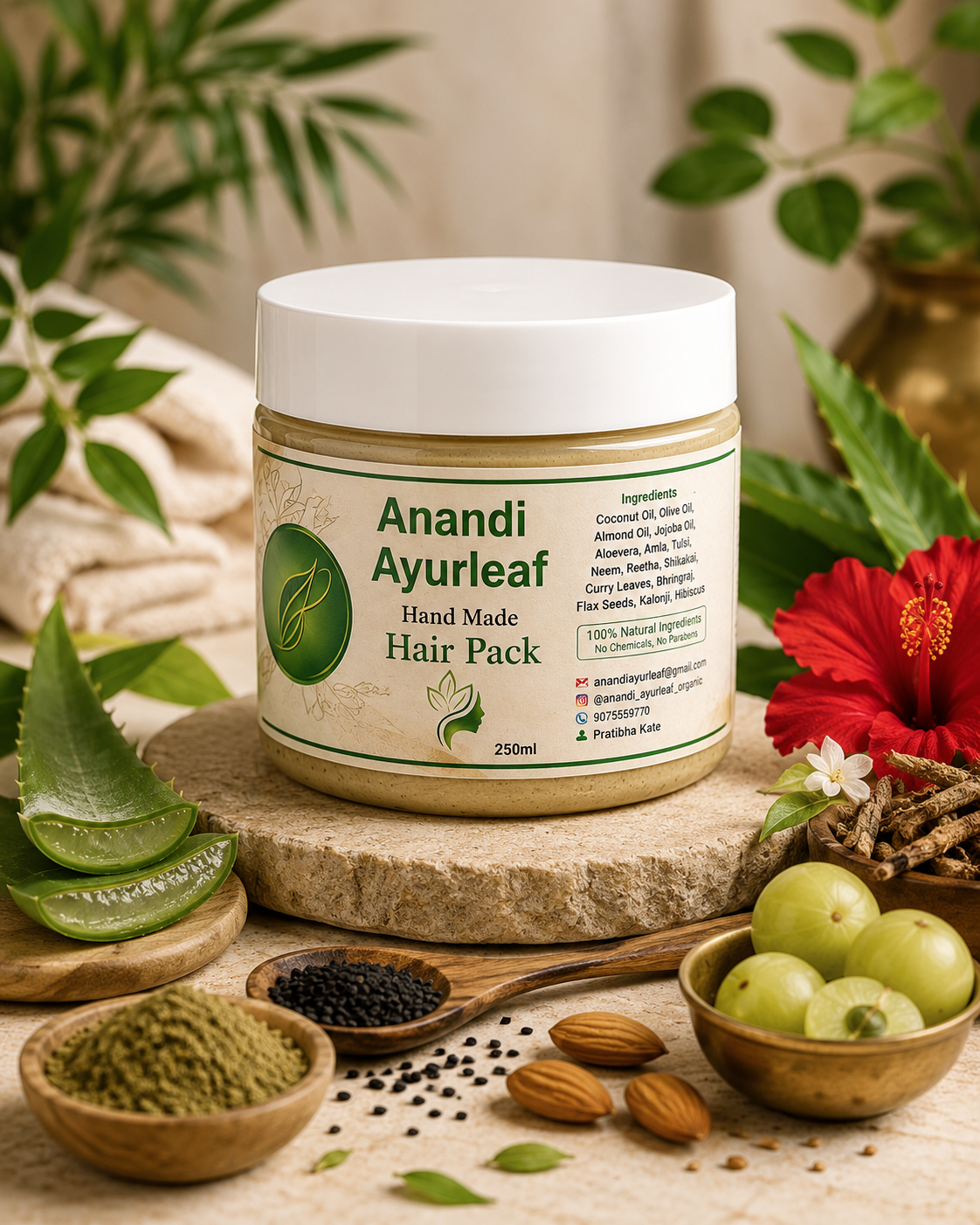 Anandi Ayurleaf Hair Pack 18+ingredients