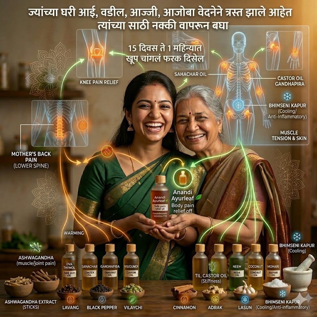 Anandi Ayurleaf Pain Relief Oil 18+ Ayurvedic Ingredients